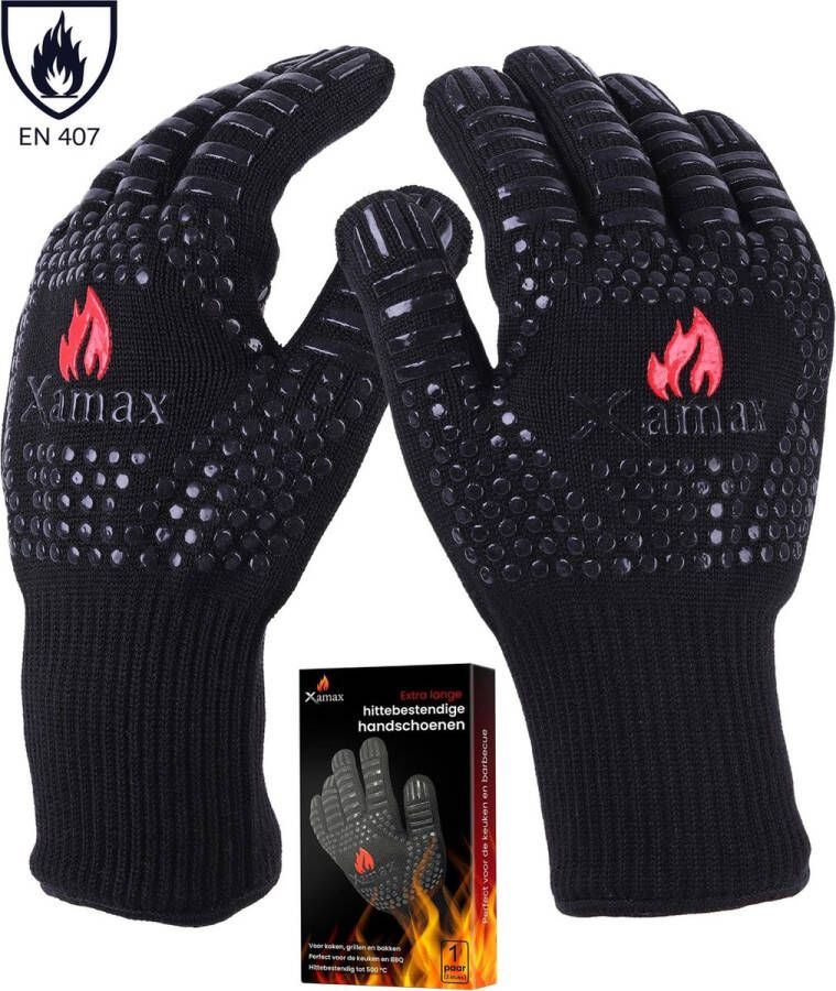 Xamax BBQ handschoenen Ovenwanten Hittebestendige handschoen bbq accessoires tot 500°C Ovenhandschoenen 2 stuks