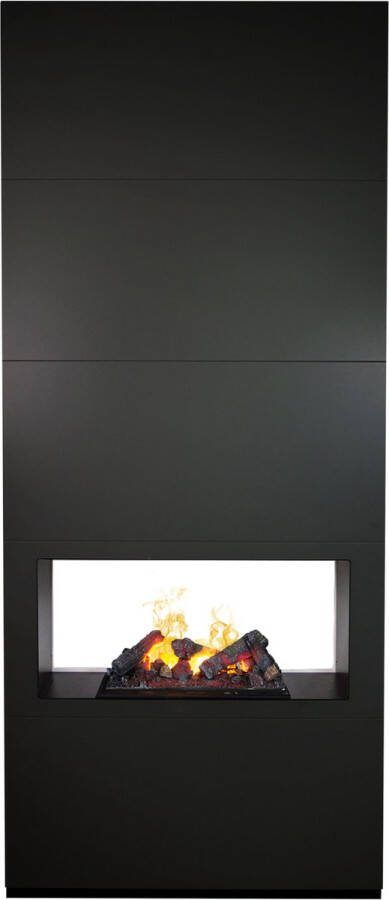 Xaralyn Ambiance elektrische tunnelhaard. Zwart met Opti-Myst Cassette 600 waterdamphaard Roomdivider. Plafondhoog afstandsbediening
