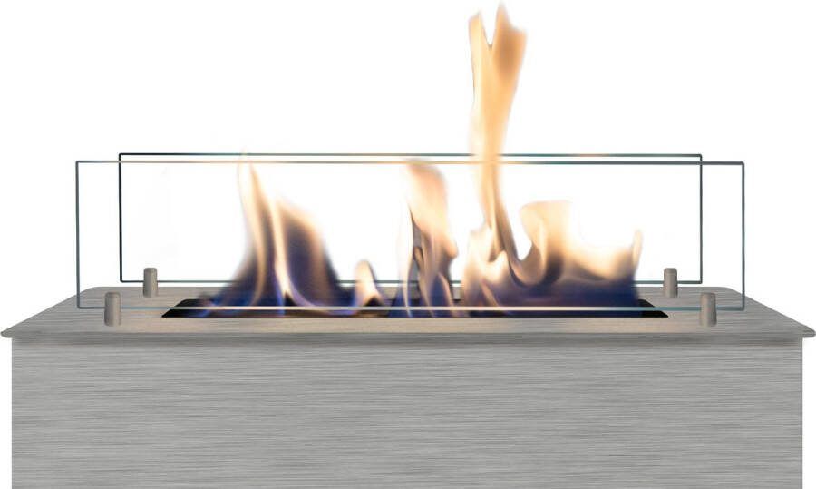 Xaralyn Bio-ethanol brander S (4114LS) met inbouw-lip Geborsteld RVS bio-ethanol inbouwhaard met gepatenteerde keramische steen 2 KW verwarming