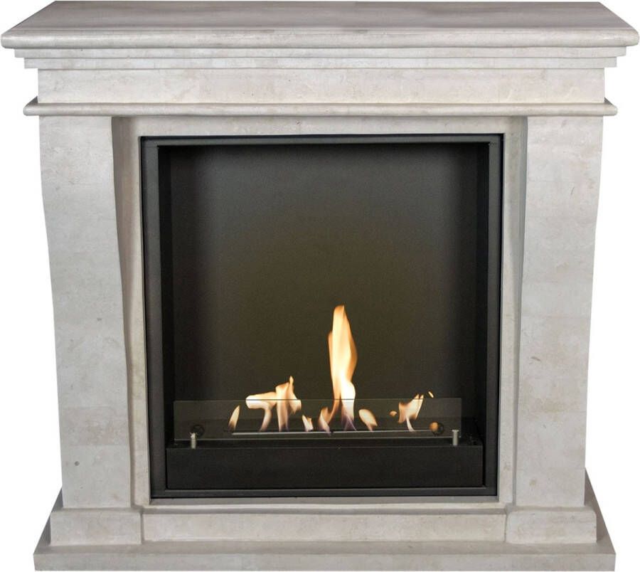 Xaralyn Kreta Mini bio-ethanol haard Witte natuurstenen haardombouw 3 KW verwarming