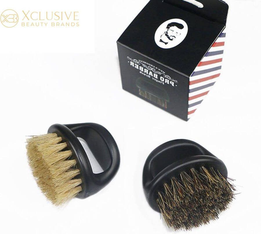 Xclusive Beauty Brands Baardborstel kam van zwijnenhaar met handgrip Rond Baardverzorging Ideaal na gebruik van Baardolie en Baardbalsem