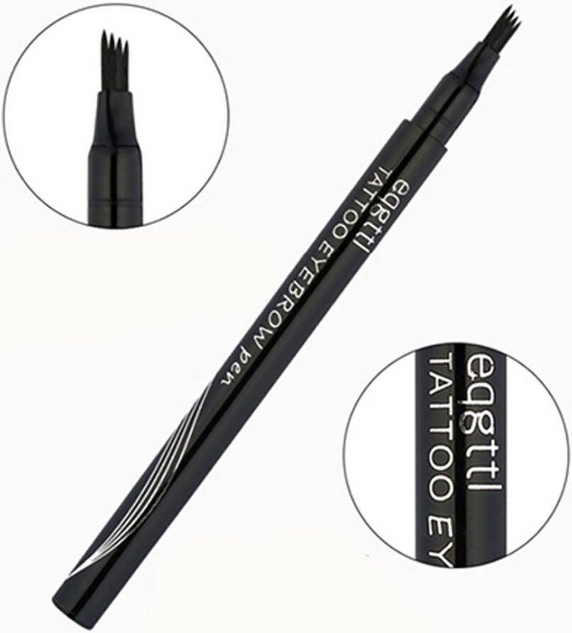 Xclusive Beauty Brands ZWART 4 Tips Microblading Wenkbrauwpen Waterbestendig Wenkbrauw Pen Eyebrow Tattoo Pen Waterproof