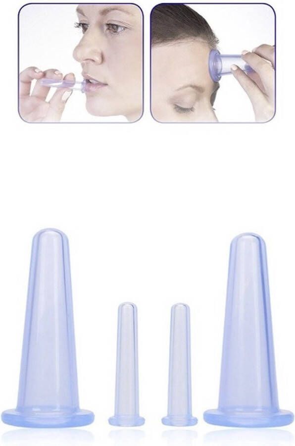 Face cupping set Blauw 3 stuks Rejuvenating Gezichtsmassage Anti aging Facial cupping Body Cupping Gezichtsverzorging