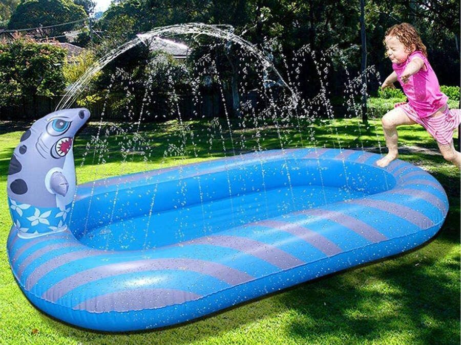 Xd Xtreme Xd Xtreme Opblaasbaar zwembad met fontein en sproeisysteem haai variant met gratis zomers cadeau twv 9.95 kinderzwembad sproeier waterfontein strandspeelgoed babyzwembad verkoeling
