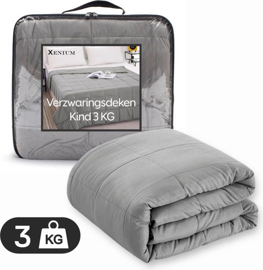 Xenium Verzwaringsdeken Kind 3 kg – Weighted blanket – 105 x 150 cm – Microfiber – Donkergrijs