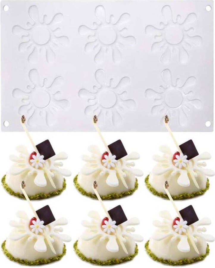 Xiaoshenlu Mousse-cakevorm bakvorm voor cake 3D bakvormen DIY mold 6 gaten ring Sun Flower
