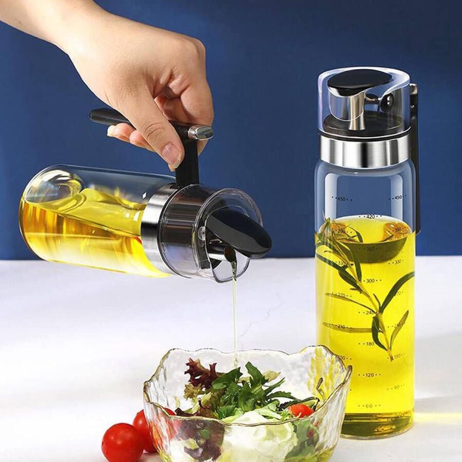 Xiaoshenlu olie dispenser glas olijfolie dispenser met anti-vuil sluiting lekvrij en druppelvrij voor grillen koken grillen 500ml