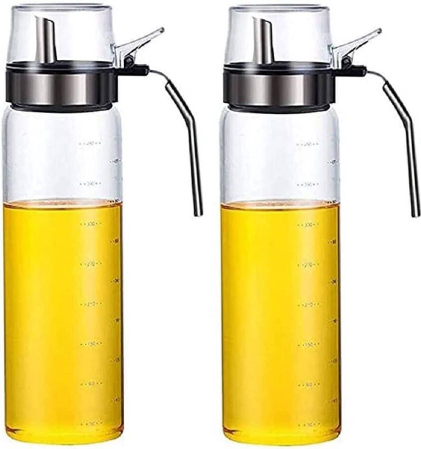Xiaoshenlu Olijfolie Dispenser fles glazen oliefles zonder druppel olie Container voor plantaardige olijfolie olie Dispenser gemaakt van glas met een hoog borosilicaatgehalte 2 x 500 ml