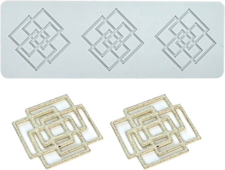 Xiaoshenlu Taartvorm siliconen kant fondant vormen suikerambachtelijke afdrukvorm eetbare taart moleculaire keuken decoratie 3 gaten vierkant