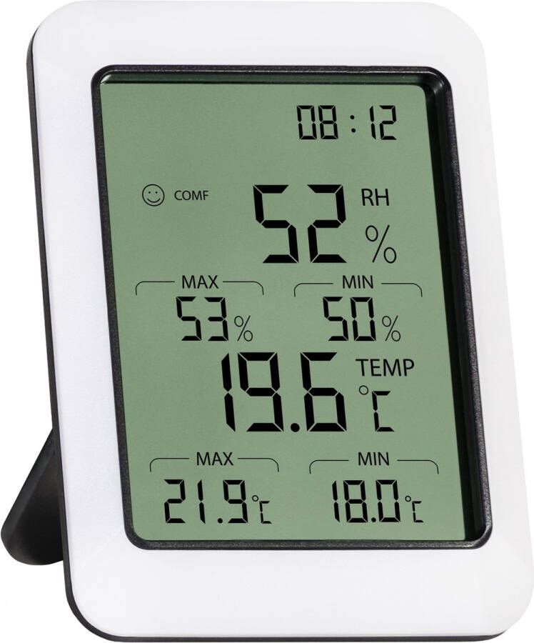 XIB Thermometer Hygrometer Hygrometer binnen Hygrometer luchtvochtigheidsmeter Thermometer binnen Zwart met wit