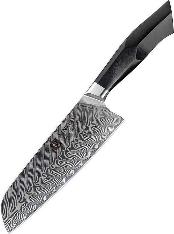 Xinzuo Damascus 7 Santokumes (67 lagen) | B32 | Luxe & Professioneel | Vlijmscherp Damascus staal | Keukenmes met lemmet van 18.5 cm | G10 handvat met klinknagel mozaïek