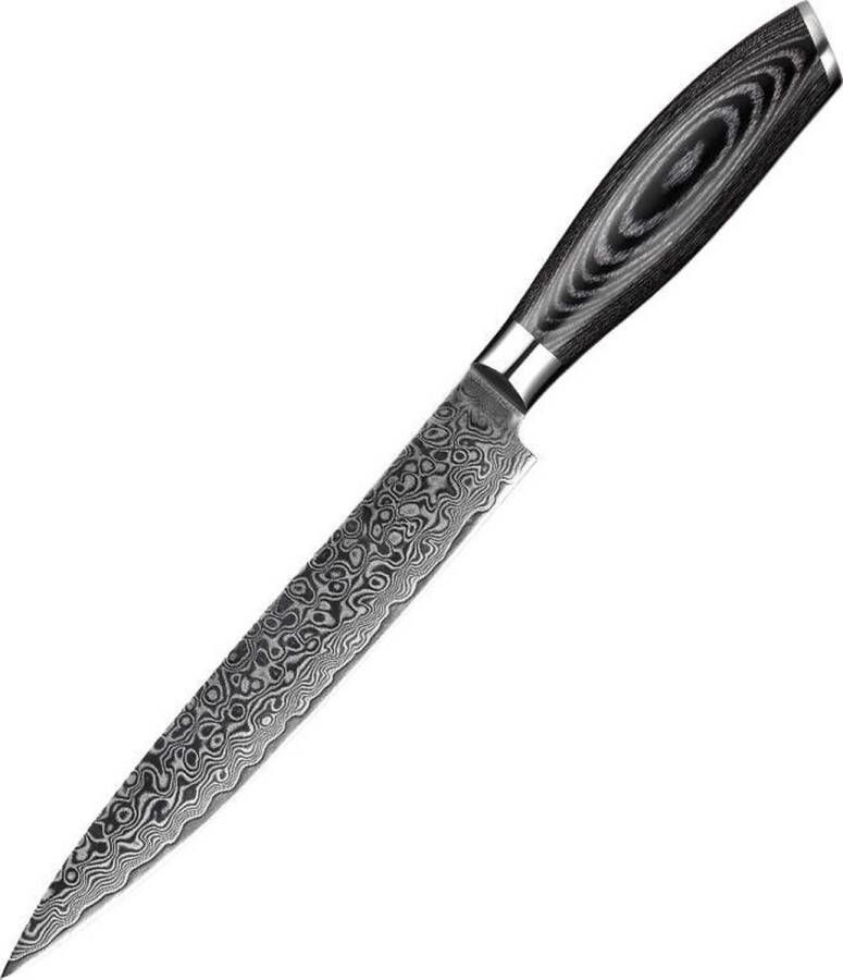 Xinzuo Damascus 8 Vleesmes (67 lagen) | B20 | Luxe & Professioneel | Vlijmscherp Damascus staal | 34 cm Keukenmes met lemmet van 20 cm | met Rozenhouten handvat