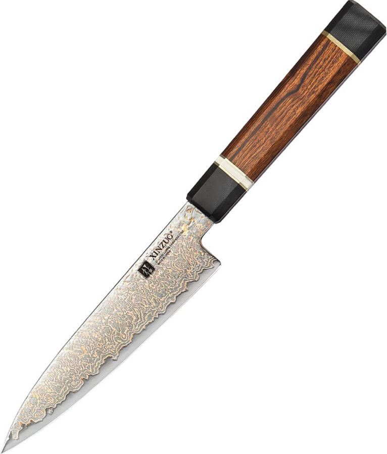 Xinzuo Officemes van 37-laags damascus staal met koper Achthoekig handvat van Desert Ironwood en G10 F5C Series