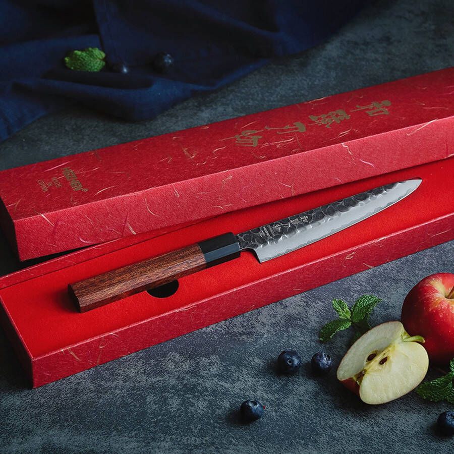 Profesieonele 10cr Drie lagen Staalkwaliteit 5Inch Japanse stijl Chef's Koksmes Carbon Steel. Japanese Style Kitchen Knife with Wood HandleHot