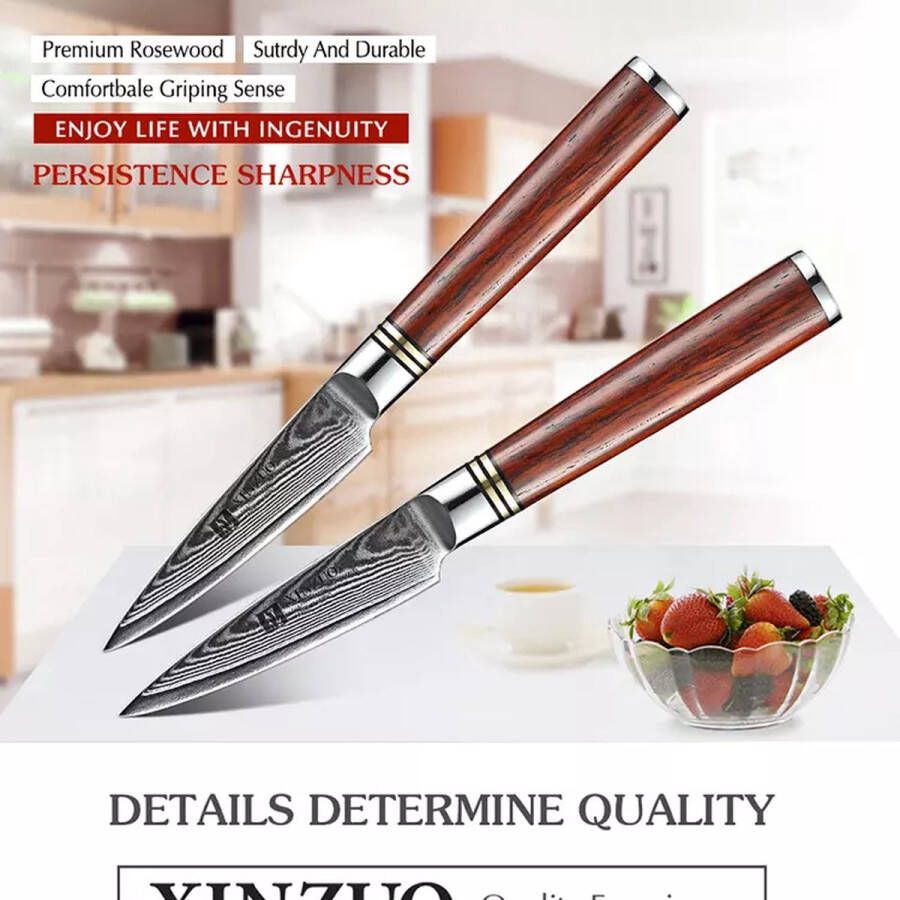 Xinzuo Professioneel 3 Inch Japanese Damascus Chef Mes 3 Inch koksmes High Carbon steel Chef Knife