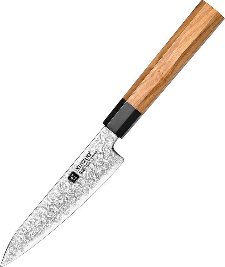 Xinzuo Professioneel Groentemes Damascus staal (67 laags) Octogonaal handvat van Olijfhout PM8O Series