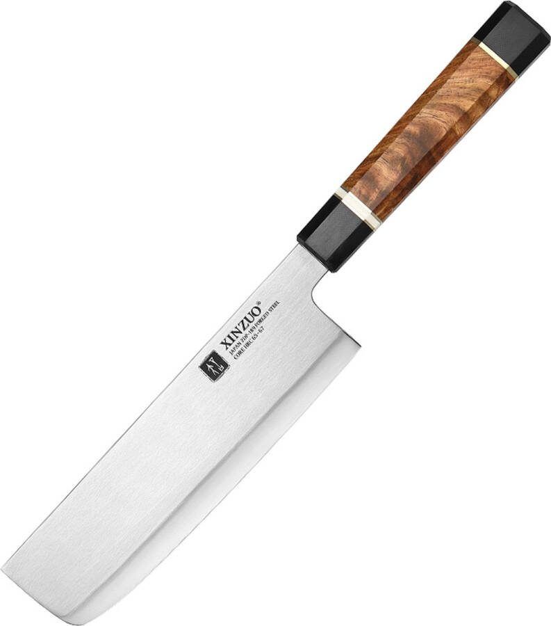 Xinzuo Professioneel Nakiri Hakmes van Japans Hitachi ZDP189 Powdered Steel Achthoekig handvat van Padouk hout en zwart G10 F5 Zhen Series