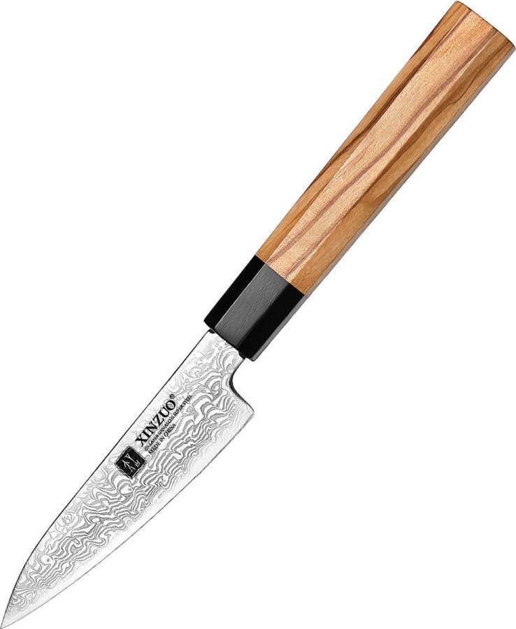 Xinzuo Professioneel Schilmes Fruitmes Damascus staal (67 laags) Octogonaal handvat van Olijfhout PM8O Series