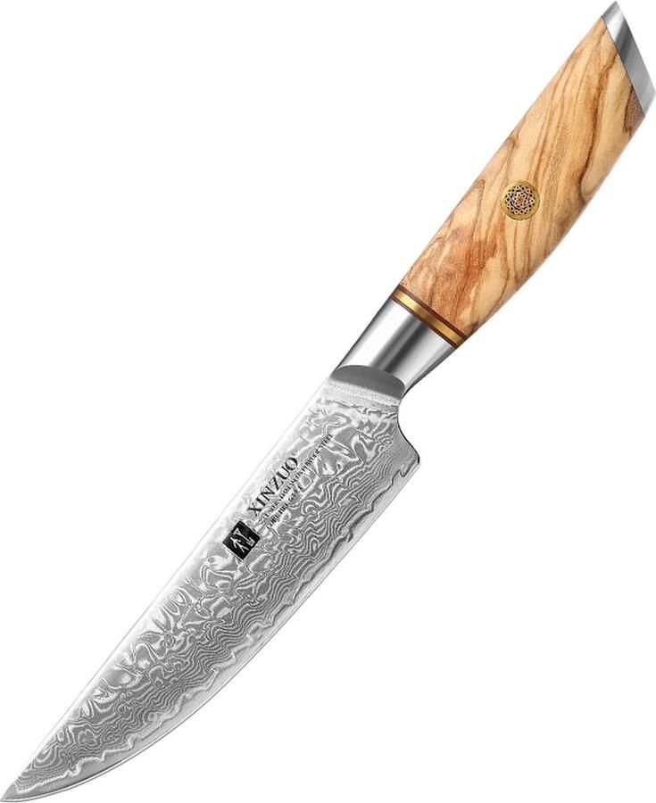 Xinzuo Steakmes van 73 laags Damascus staal Ongeëvenaarde scherpte en uniek design handvat van Olijfhout B37 Lan Series