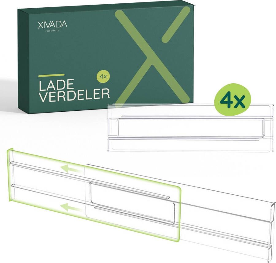 XIVADA 4x Lade verdeler Verstelbaar Keuken & Badkamer Transparant Kast indelen Lade Organizer Make-up