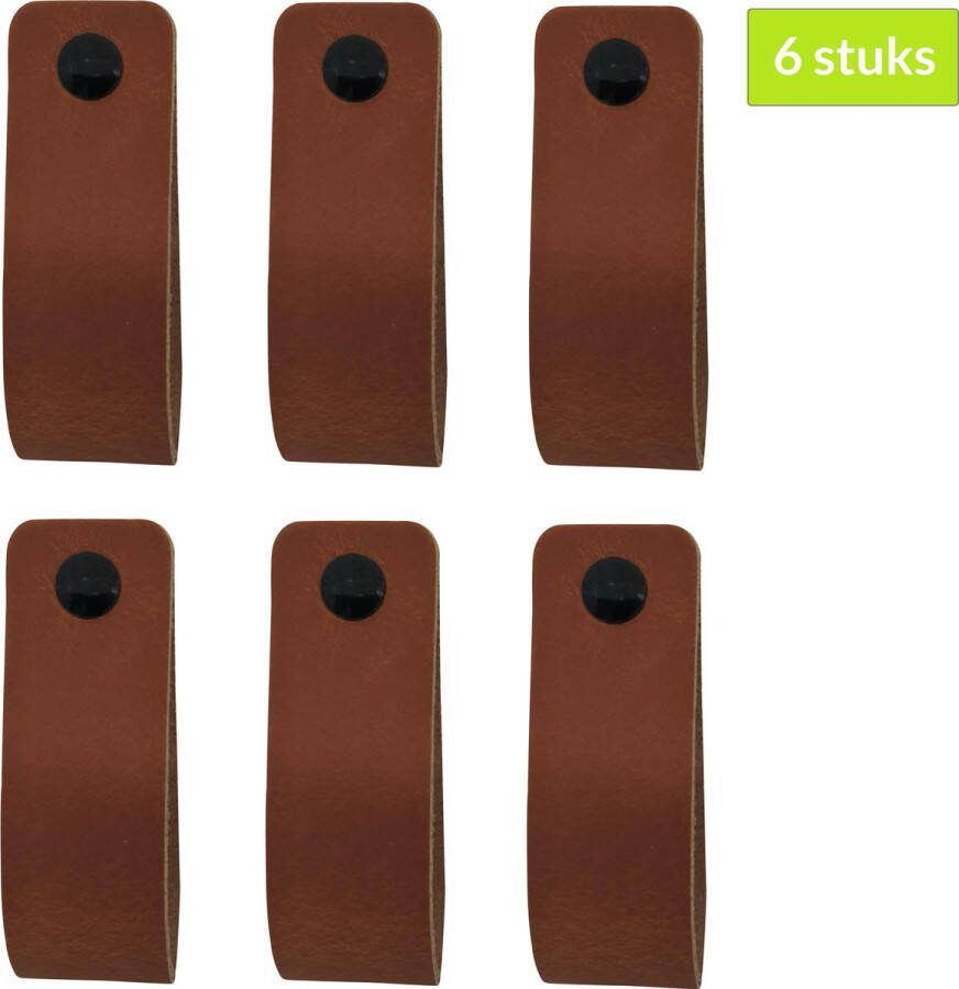 XIVADA Leren Handgreep Cognac 6 stuks Leren Greepjes Kastjes Meubelgreep incl. schroeven