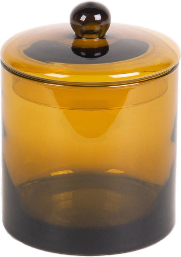 XLBoom MIKA Large Voorraadpot met deksel Amber glas Ø13 5cm x h17cm