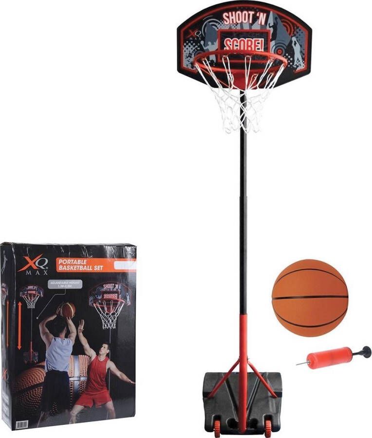 XQ Max Basketbalset Basketbalstandaard Verstelbaar van 1.38 m tot 2.5 m Zwart Oranje