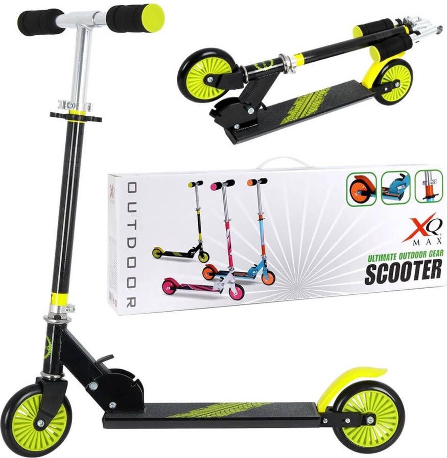 XQMax XQ Max Opvouwbare Kinder Step Voetrem Zwart Lime Aluminium Lichtgewicht