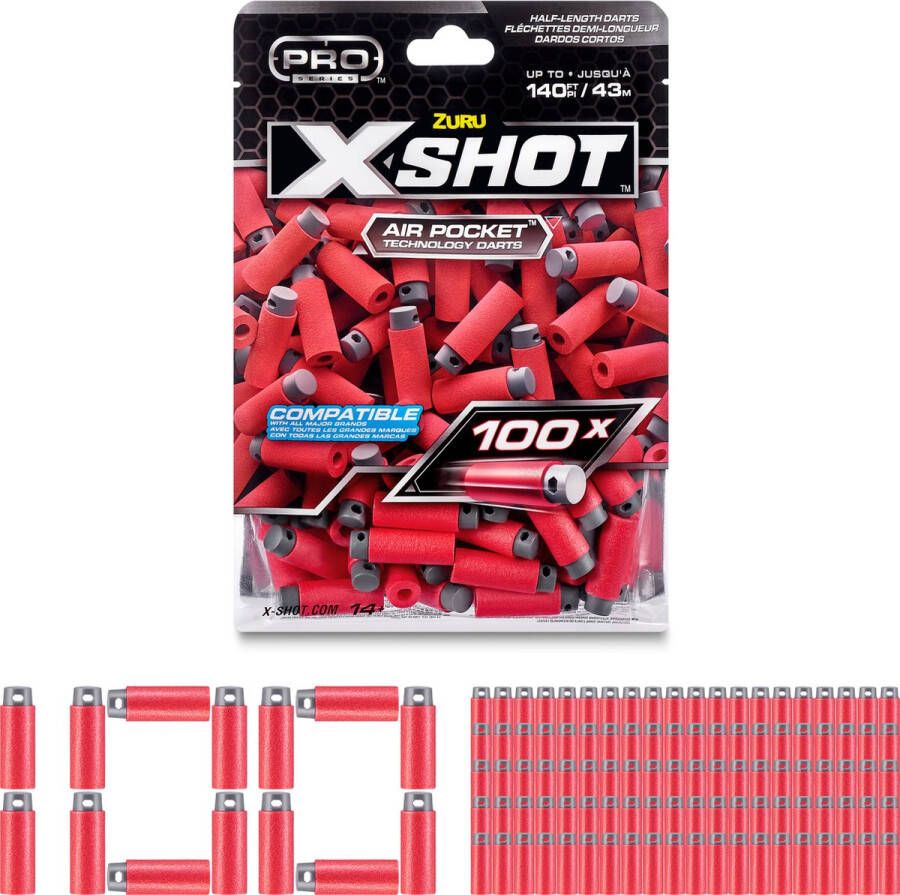 XSHOT Navulverpakking halflange pijlen uit de X-Shot Pro-serie (100 pijlen) van ZURU