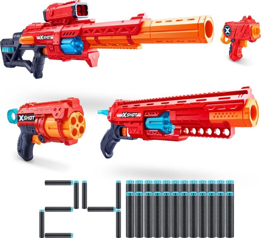 XSHOT ZURU Excel Range X8 & Hawk Eye & Fury 4 & Micro Combo Pack (24 dartpijlen) van ZURU