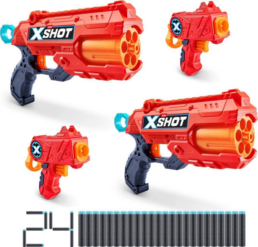 XSHOT ZURU Excel dubbele Reflex 6 blaster en dubbele Micro blaster combo pack (24 darts) van ZURU