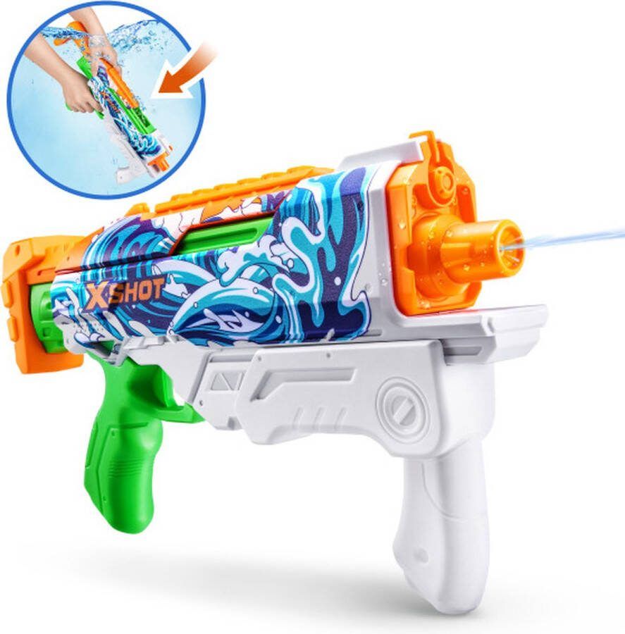 ZURU X-Shot Water Fast-Fill Skins Hyperload Water Blaster Waves Print Waterpistool 500 ML