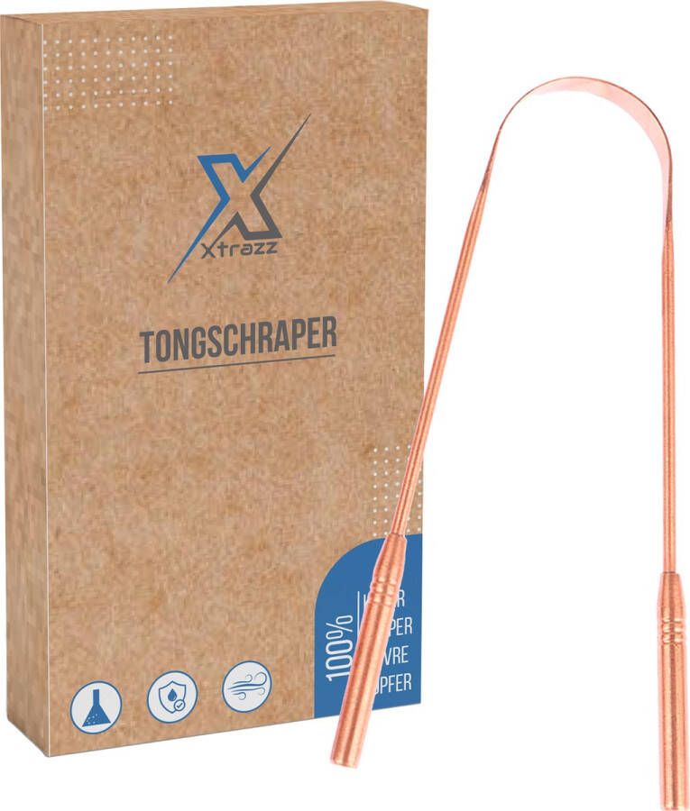 Xtrazz Koperen Tongschraper 100% Koper Mondverzorging Tongreiniger Tongborstel Antibacterieel Tongue scraper