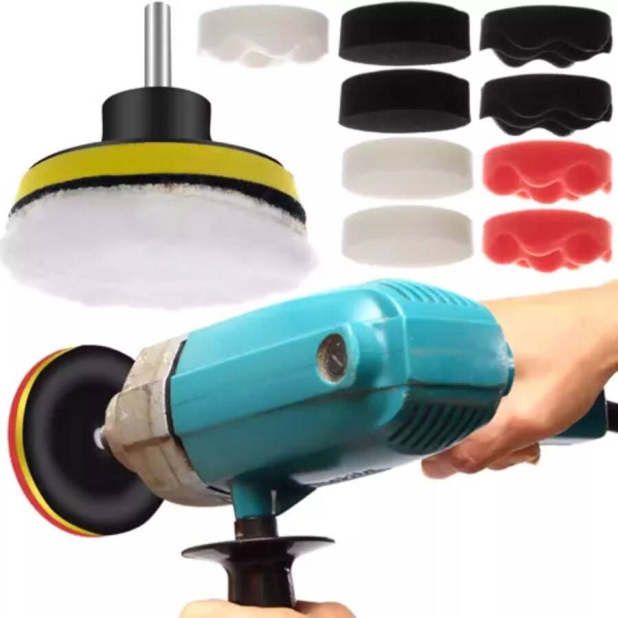 Merkloos Sans marque Polijstset voor Boormachine 12 delig Polijstschijven Boormachine Polijstmachine Polishing Auto wassen Schoonmaak Polijst set Krassen verwijderen Glans Gereedschap