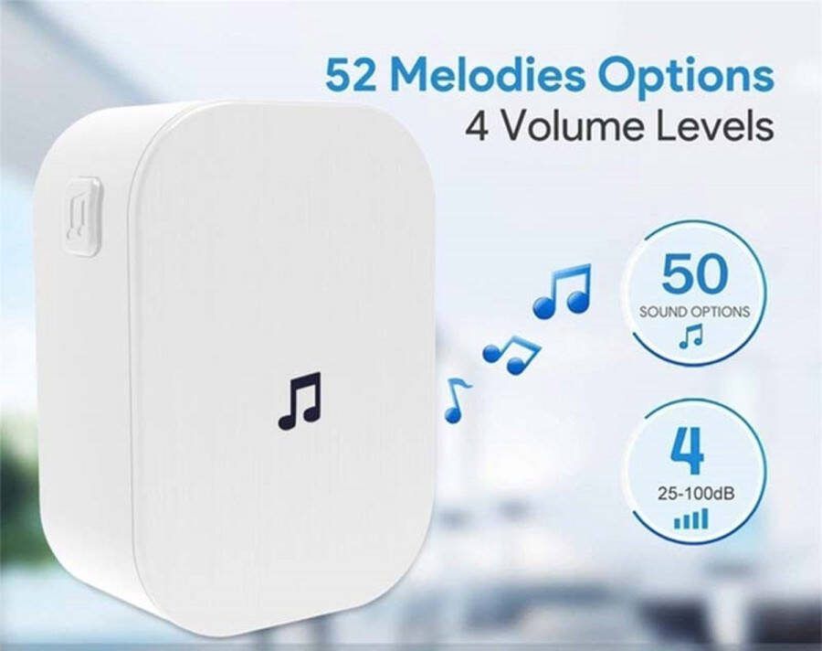 Xuuro Videodeurbel plug-in Chime met Muziek Selectie Draadloze Deurbel Gong met Meerdere Geluid Opties