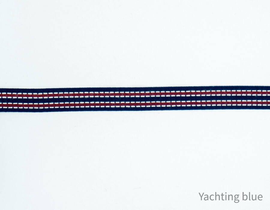 Yachting Blue Sierband blauw rood wit randje fournituren sierlint hobbylint 2 meter