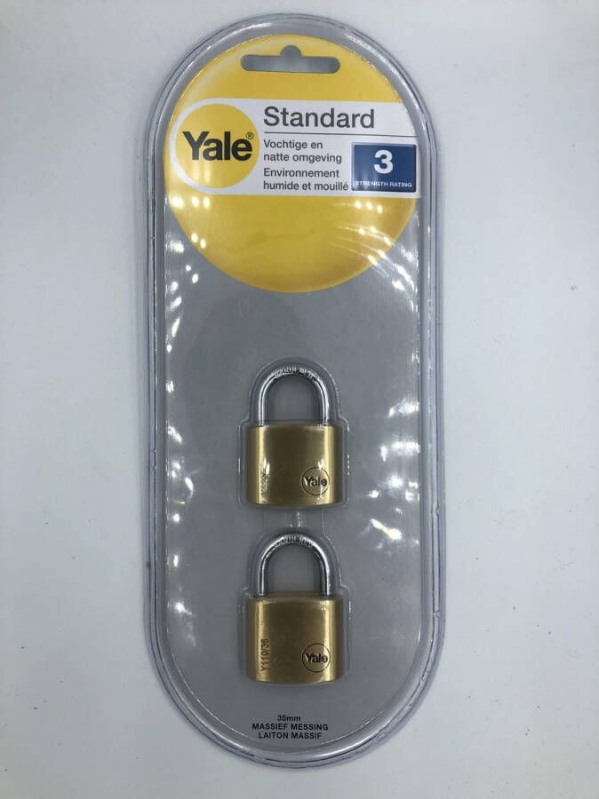 Yale messing hangslot Y110 35 per 2 stuks geschikt voor natte en vochtige omgeving