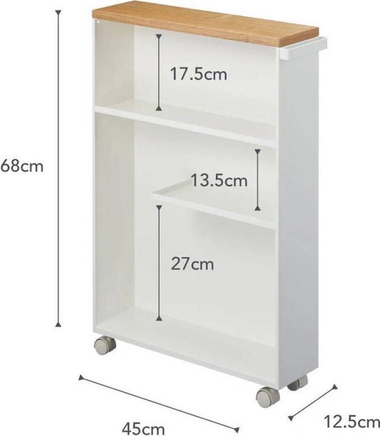 Yamazaki Opbergtrolley Tower half gesloten wit