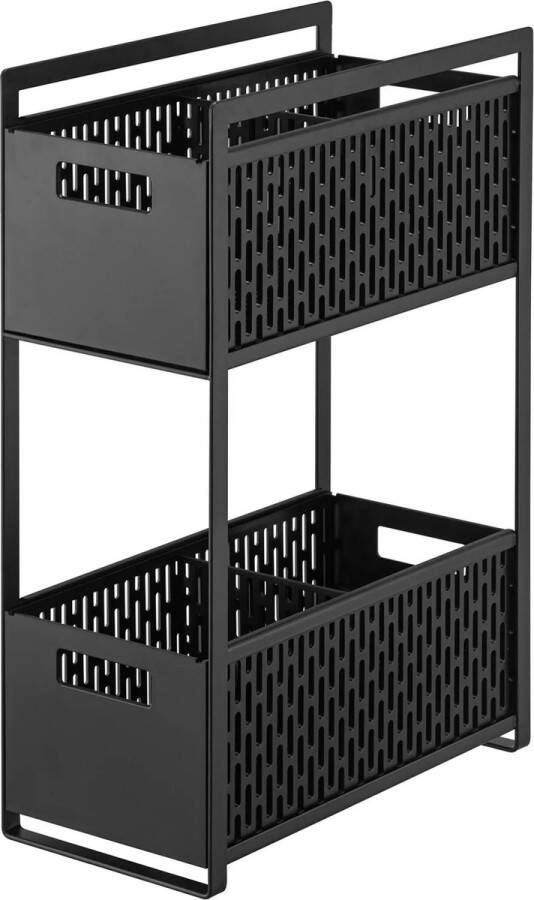 Yamazaki Keukenrek met Manden 2 niveaus Tower Zwart