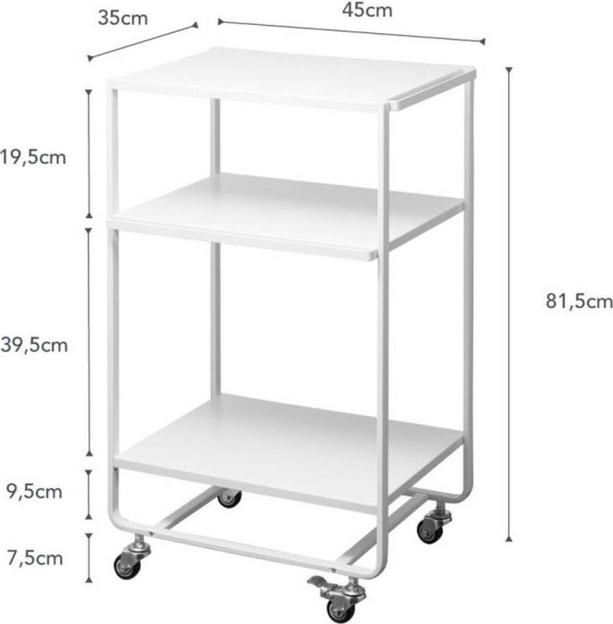 Yamazaki Keukentrolley Serveerwagen Tower 3 niveaus wit