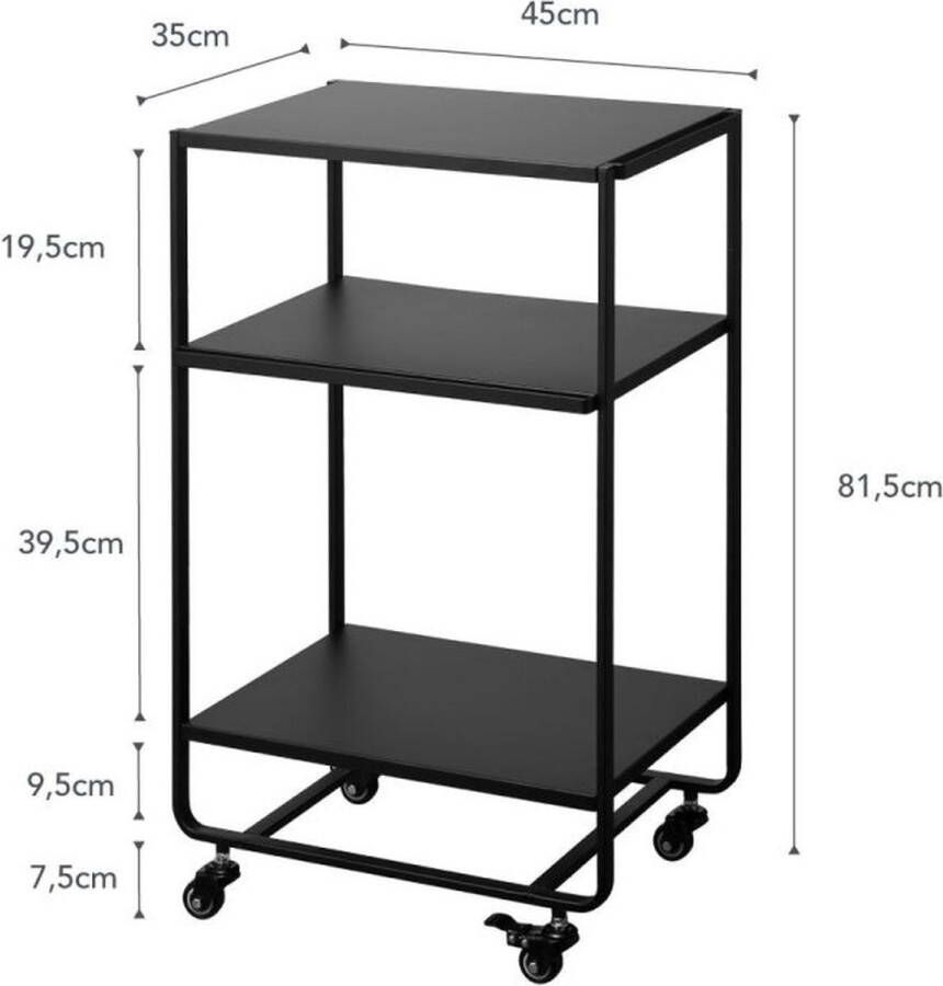 Yamazaki Keukentrolley Serveerwagen Tower 3 niveaus zwart