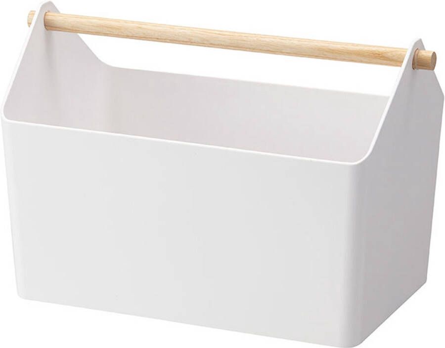 Yamazaki Multifunctionele opbergbak wit met houten handvat Wit Klaar voor gebruik