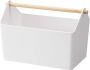 Yamazaki Multifunctionele opbergbak wit met houten handvat Wit Klaar voor gebruik - Thumbnail 1
