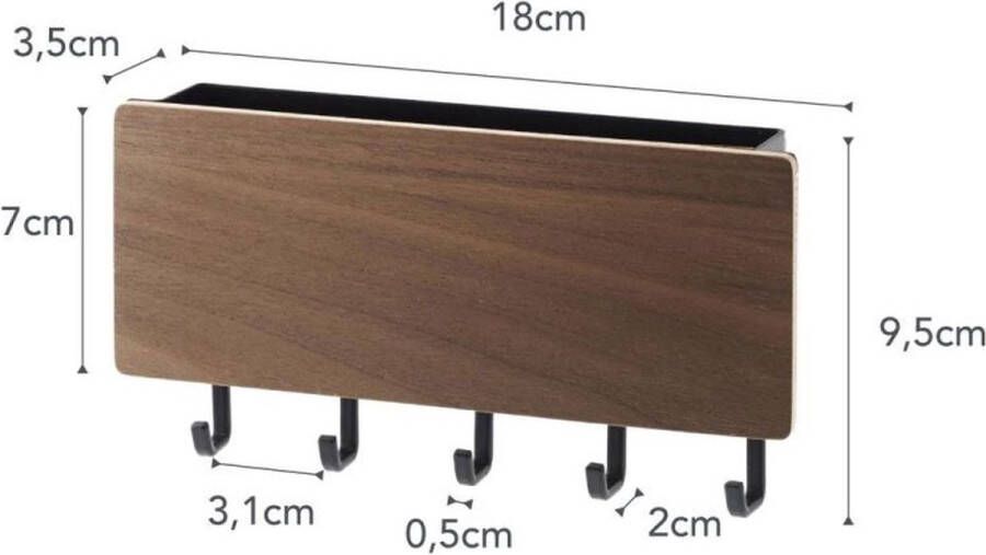 Yamazaki Magnetisch Sleutelkastje met haakjes Rin Zwart