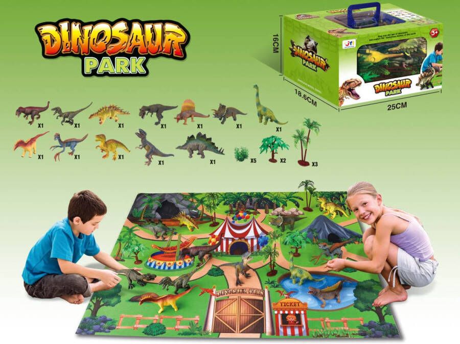 Yanah Dinosaurus Speelgoed Set 23 Stuks met Speelmat 88 X 70 cm voor Jongens en Meisjes van 3-8 Jaar Cadeaus