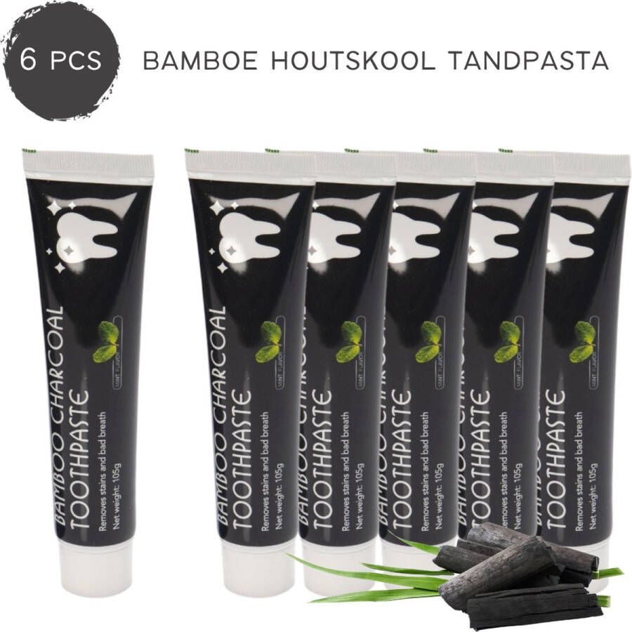 Yanjiayi – Bamboo Charcoal Deep Houtskool Whitening Tandpasta 6x 110g Voordeelverpakking