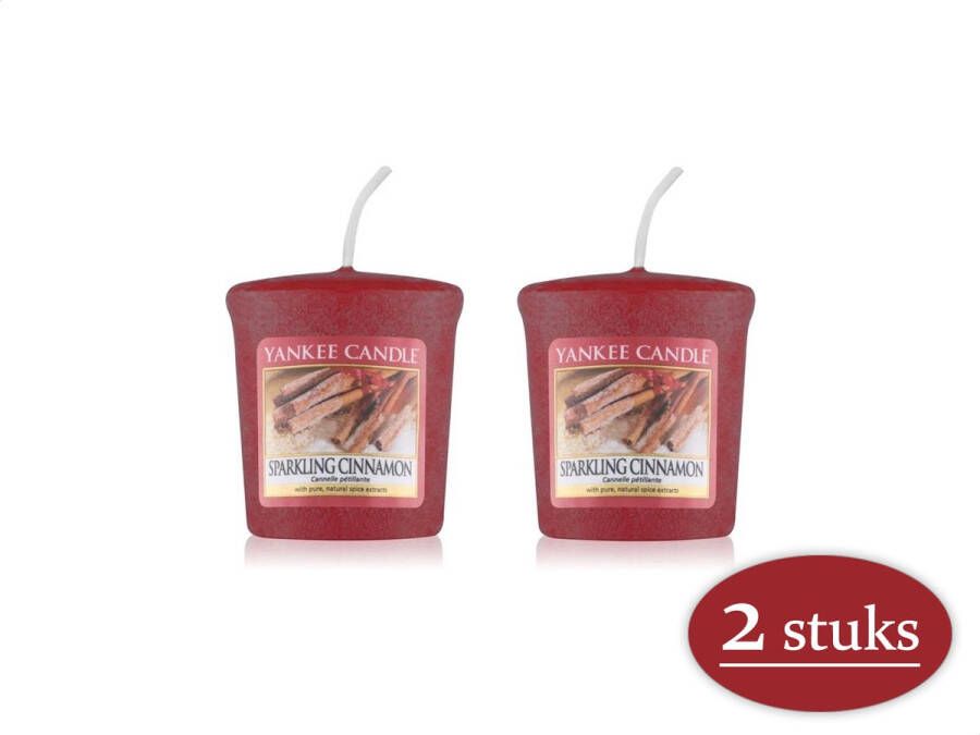 Yankee Candle 2 stuks Sparkling Cinnamon Geurkaars Kerstkaars Rood 4 branduren de geur van de winter