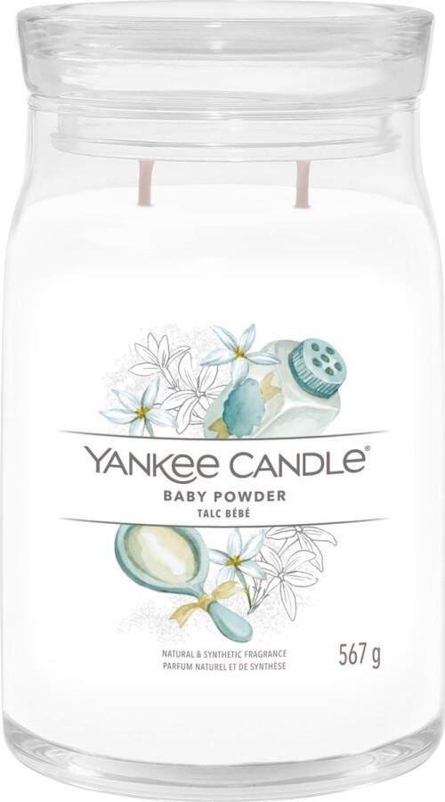 Yankee Candle Geurkaars Large met 2 lonten Baby Powder 16 cm ø 9 cm