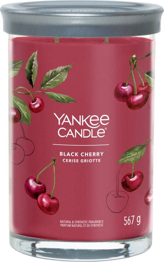 Yankee Candle Geurkaars Large Tumbler met 2 lonten Black Cherry 15 cm ø 10 cm