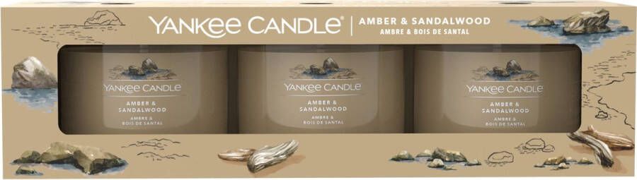 Yankee Candle geurkaars Amber & Sandalwood (set van 3)